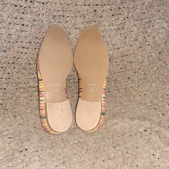 MATTEO BERTONI-Italy-Superb Multicolor Glazed Straw/Leather Flat-Sz 37-Excellent - Picture 8 of 8